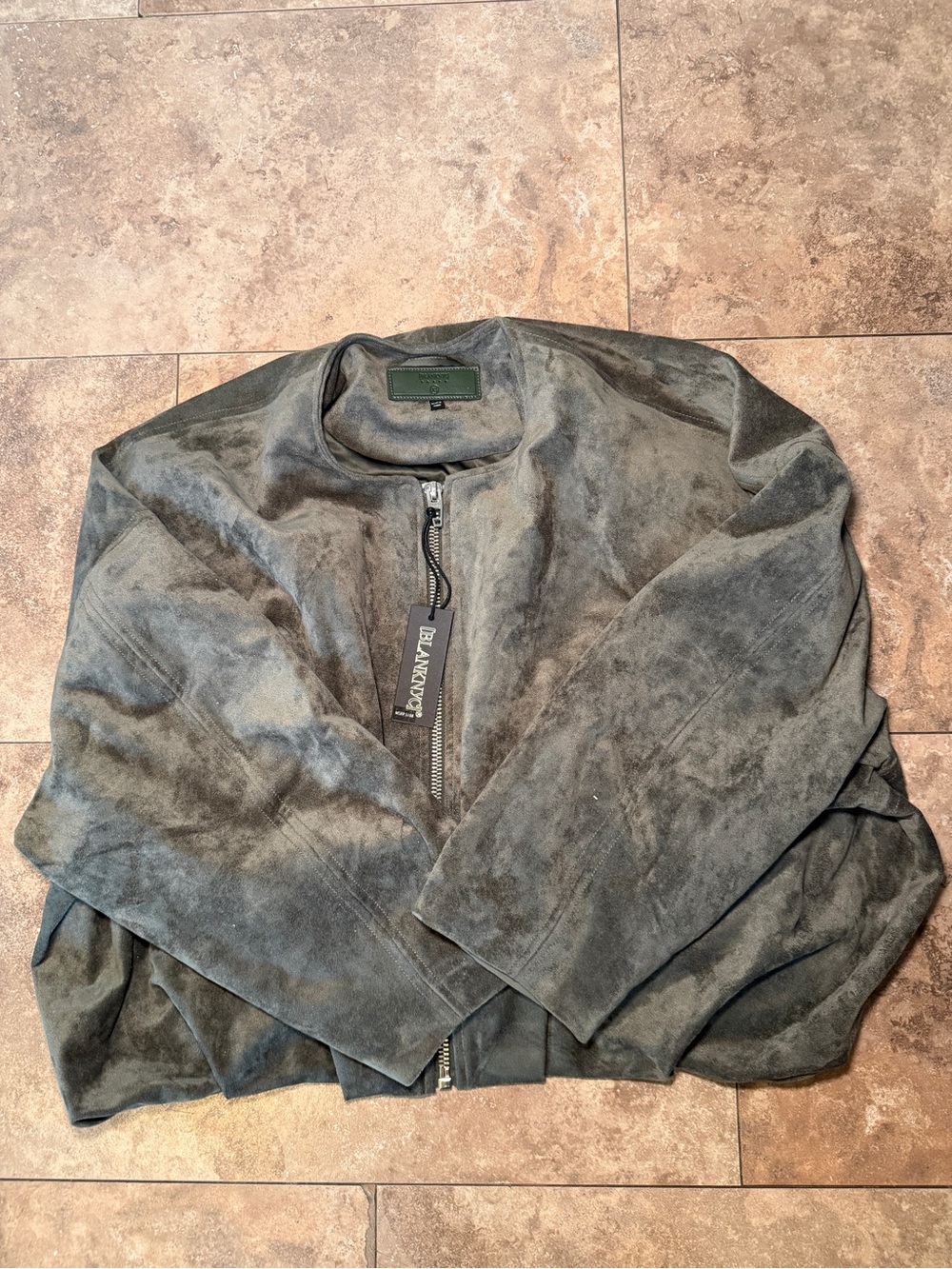 Blank NYC Women's Suede Bomber Jacket in Dark Gray